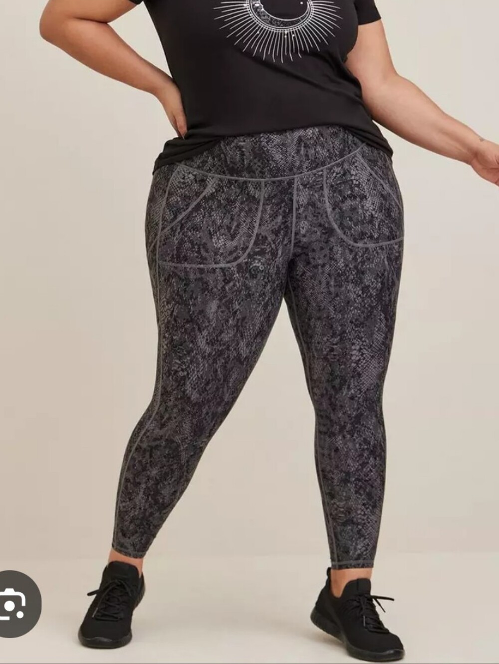 Torrid Active NEW Plus-Size 4x: High-Rise Snake Print Leggings in Charcoal